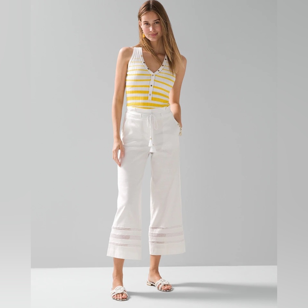 Linen Wide Leg Crop Pants - White House black market